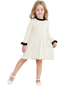 RAISEVERN Toddler Girl Sweater Dresses Kids Knit Fall Winter Long Sleeve Dress for 12M-5T