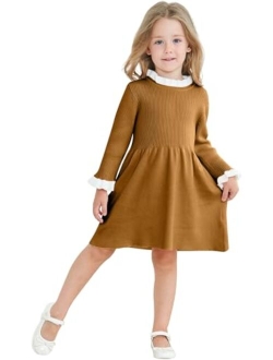 RAISEVERN Toddler Girl Sweater Dresses Kids Knit Fall Winter Long Sleeve Dress for 12M-5T