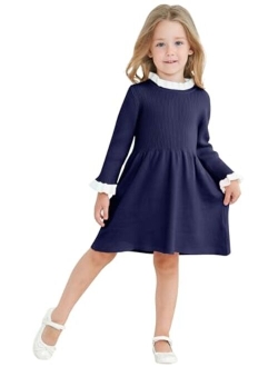 RAISEVERN Toddler Girl Sweater Dresses Kids Knit Fall Winter Long Sleeve Dress for 12M-5T