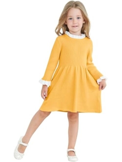 RAISEVERN Toddler Girl Sweater Dresses Kids Knit Fall Winter Long Sleeve Dress for 12M-5T