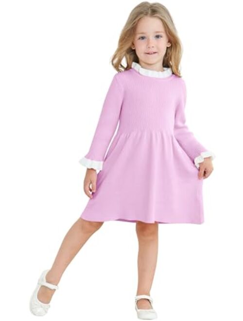 RAISEVERN Toddler Girl Sweater Dresses Kids Knit Fall Winter Long Sleeve Dress for 12M-5T