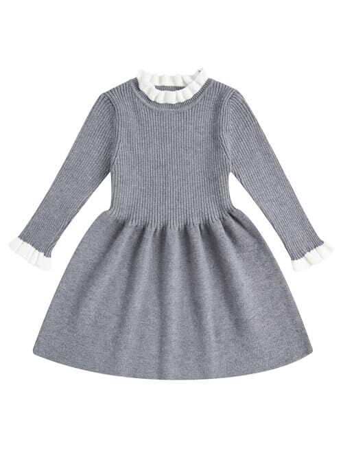 RAISEVERN Toddler Girl Sweater Dresses Kids Knit Fall Winter Long Sleeve Dress for 12M-5T