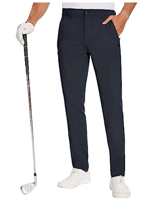 SPECIALMAGIC Golf Pants Men Stretch Slim fit Hiking Pants Lightweight Dress Casual Tapered Zipper Pockets