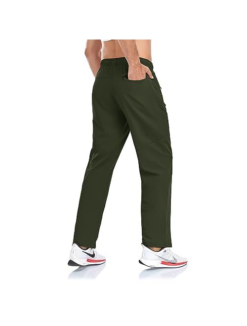 Rapoo Men's Workout Athletic Golf Hiking Pants with Zipper Pockets Elastic Waist Lightweight Running Pants for Men