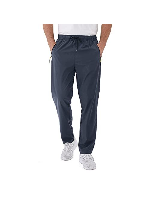 Rapoo Men's Workout Athletic Golf Hiking Pants with Zipper Pockets Elastic Waist Lightweight Running Pants for Men