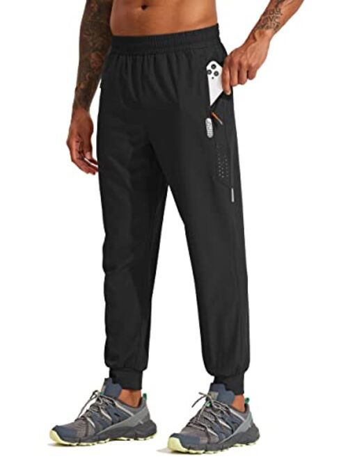 Willit Men's Hiking Joggers Travel Athletic Pants Lightweight Quick Dry Outdoor Running Pants with Zipper Pockets