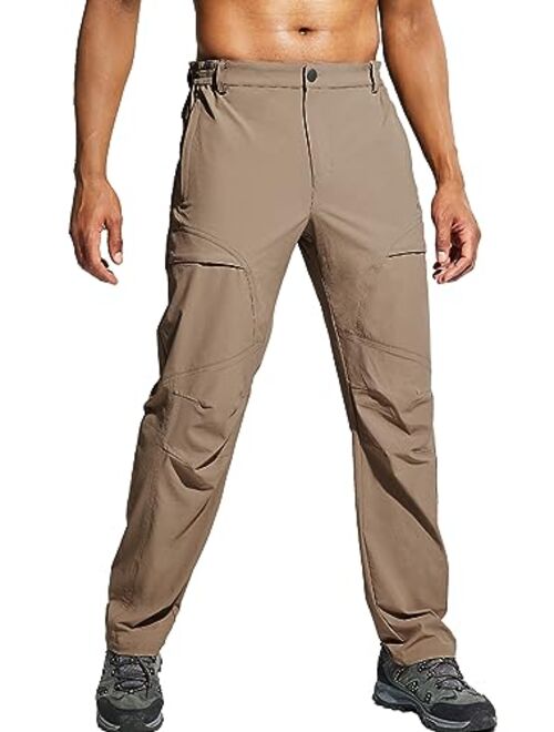 Haimont Men's Hiking Pants with 6 Zip Pockets Nylon Quick Dry Lightweight Outdoor Travel Cargo Pants, Water Resistant