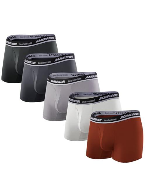 BAMBOO COOL Mens Underwear Trunks Ultra Soft Trunks for Man Stretch Sport Underwears(5 pack)