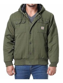 Men's Relaxed Fit Utility Coat Workwear Fleece Lined Multiple Pockets Waterproof Winter Hooded Jacket