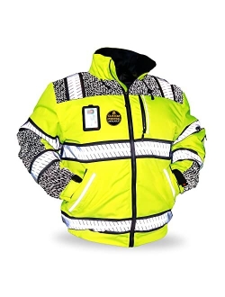 KwikSafety ENFORCER, UNIVERSE & MARSHAL Safety Jacket [ID Pocket & Foldable Hood] Class 3 ANSI Tested OSHA Compliant