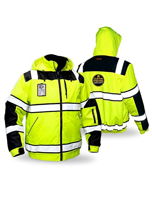 KwikSafety ENFORCER, UNIVERSE & MARSHAL Safety Jacket [ID Pocket & Foldable Hood] Class 3 ANSI Tested OSHA Compliant