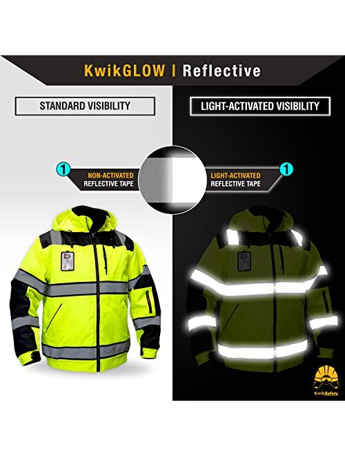 KwikSafety ENFORCER, UNIVERSE & MARSHAL Safety Jacket [ID Pocket & Foldable Hood] Class 3 ANSI Tested OSHA Compliant