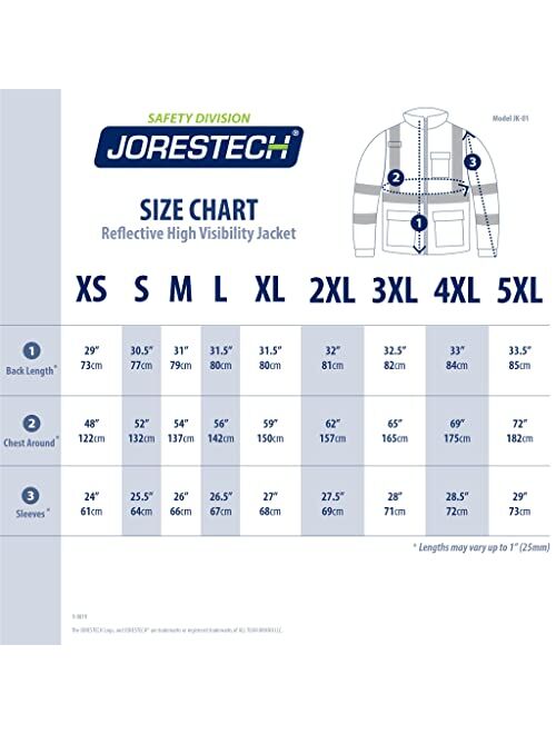 JORESTECH High Visibility Waterproof Bomber Jacket ANSI/ISEA 107-2015 Class 3 Level 2