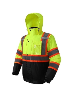 JKSafety Hi-Vis Winter Safety Bomber Jacket for men and women | Winter Safety Jacket Durable and Waterproof | Construction Work Jacket for Winter | Cold Weather PPE | ANS