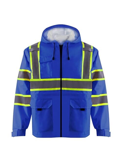 Zuja High Visibility Safety Jacket ANSI/ISEA Standard Reflective Jacket Pocket and Zipper