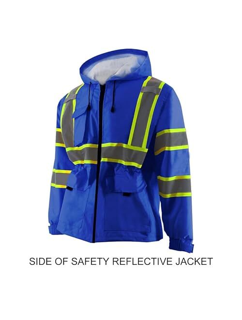 Zuja High Visibility Safety Jacket ANSI/ISEA Standard Reflective Jacket Pocket and Zipper