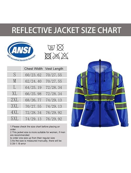 Zuja High Visibility Safety Jacket ANSI/ISEA Standard Reflective Jacket Pocket and Zipper