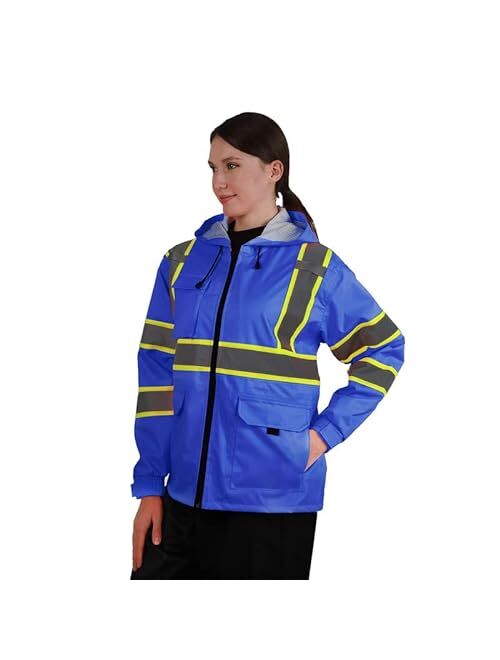 Zuja High Visibility Safety Jacket ANSI/ISEA Standard Reflective Jacket Pocket and Zipper