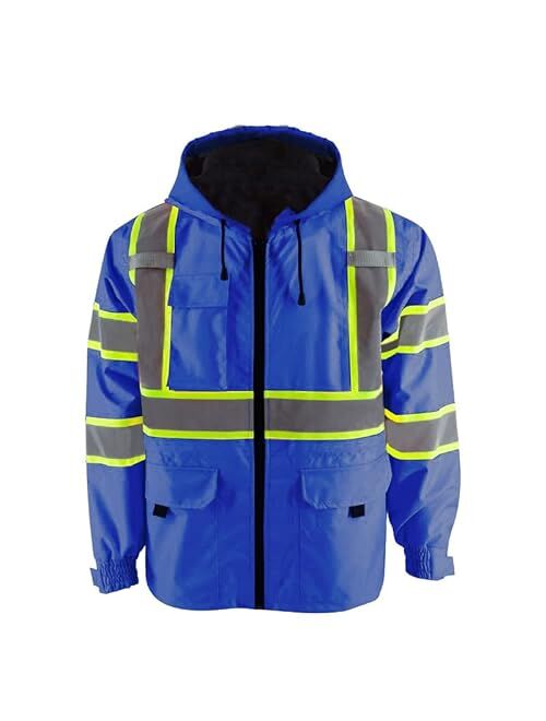 Zuja High Visibility Safety Jacket ANSI/ISEA Standard Reflective Jacket Pocket and Zipper