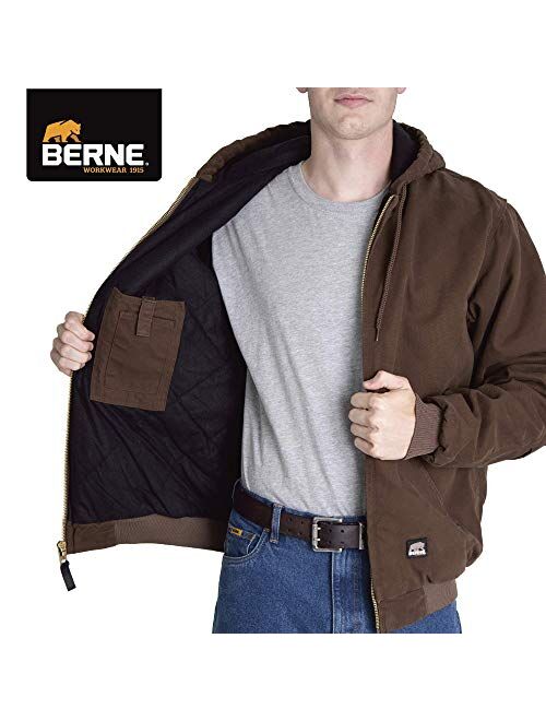 Berne Men's Heartland Washed Duck Hooded Work Jacket