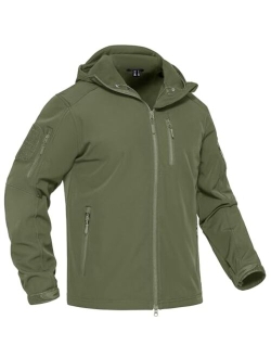 TACVASEN Men's Tactical Jacket with Hood Water Resistant Special Ops Military Softshell Coat