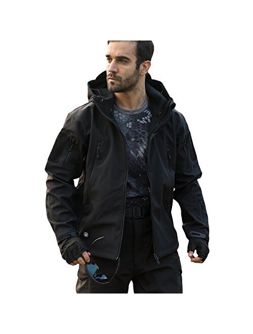 ReFire Gear Men's Army Special Ops Military Tactical Jacket Softshell Fleece Hooded Outdoor Coat