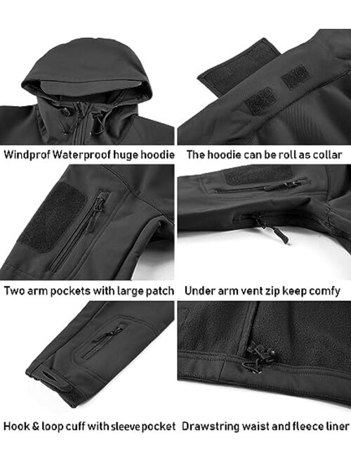 ReFire Gear Men's Army Special Ops Military Tactical Jacket Softshell Fleece Hooded Outdoor Coat