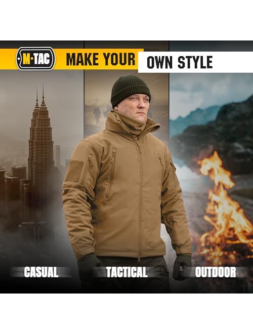 M-Tac Hooded Tactical Jacket Fleece Lined - Water Resistant Softshell Jacket Men