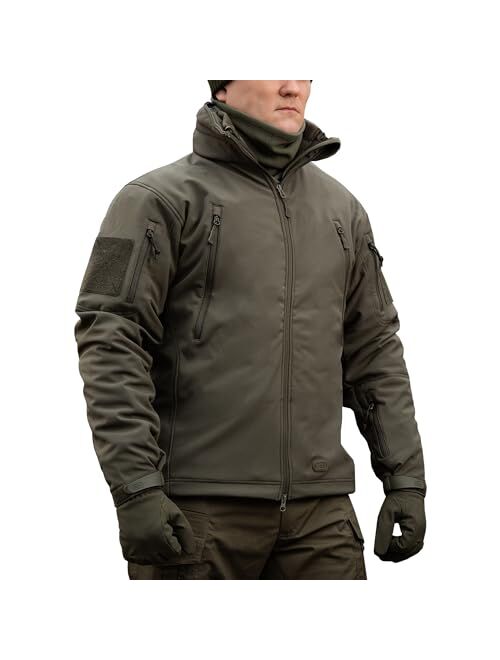 M-Tac Hooded Tactical Jacket Fleece Lined - Water Resistant Softshell Jacket Men