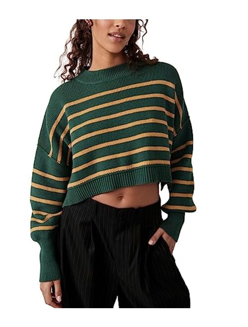 Free People FP Movement Women's Stripe Easy Street Crop Pullover