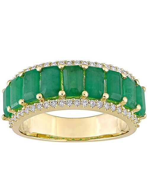 Stella Grace 14k Gold Emerald & 1/3 Carat T.W. Diamond Semi-Eternity Ring