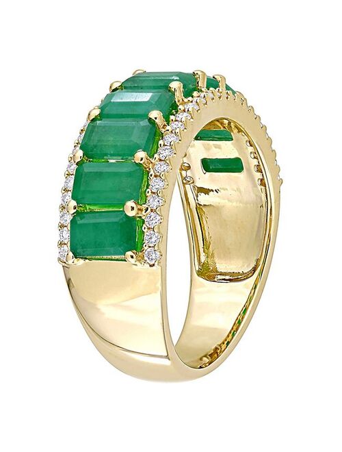 Stella Grace 14k Gold Emerald & 1/3 Carat T.W. Diamond Semi-Eternity Ring