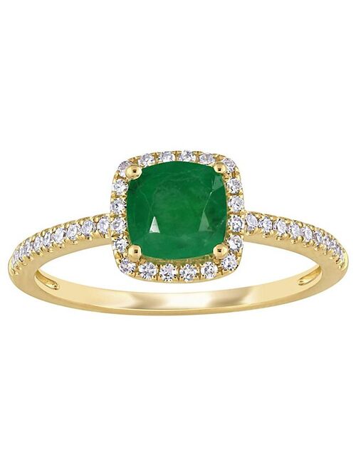 Stella Grace 14k Gold Emerald & 1/5 Carat T.W. Diamond Square Halo Ring