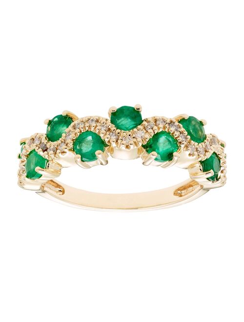 The Regal Collection 14k Gold 1/6 Carat T.W. Diamond & Emerald Ring