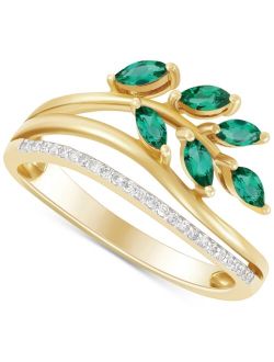 MACY'S Emerald (1/2 ct. t.w.) & Diamond (1/20 ct. t.w.) Vine Motif Ring in 14k Gold (Also in Ruby & Sapphire)