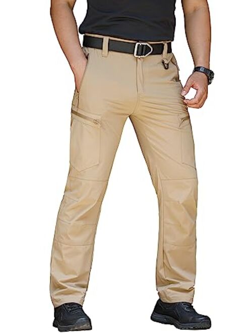 CARWORNIC Men's Lightweight Hiking Pants Quick Dry Stretch Outdoor Travel Tactical Work Cargo Pants with 6 Zipper Pocket