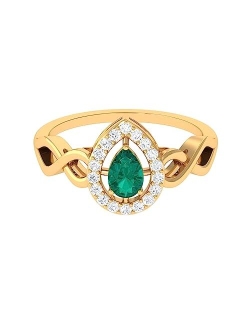 Rosec Jewels Certified Emerald Infinity Engagement Ring with HI-SI Diamond, May Birthstone, AAA Quality