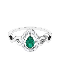 Rosec Jewels Certified Emerald Infinity Engagement Ring with HI-SI Diamond, May Birthstone, AAA Quality