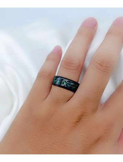 ringheart His and Her Couple Rings Black Matching Ring 1.5ct Green CZ Women Wedding Ring Sets for Him and Her