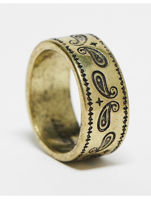 Classics 77 bandana paisley band ring in gold