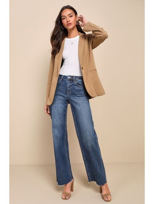 Lulus Put-Together Persona Tan Knit Blazer