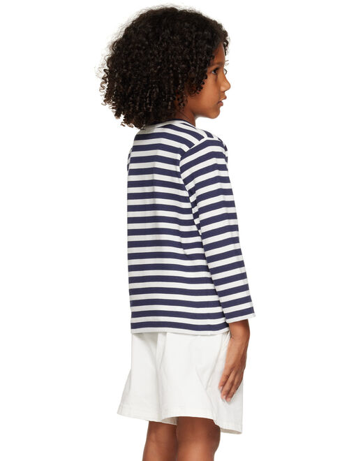 COMME DES GARONS PLAY Kids Navy & White Heart Patch Long Sleeve T-Shirt