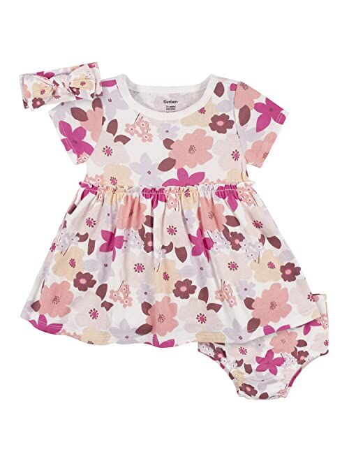 Gerber baby-girls 3-piece Dress, Diaper Cover and Headband Set