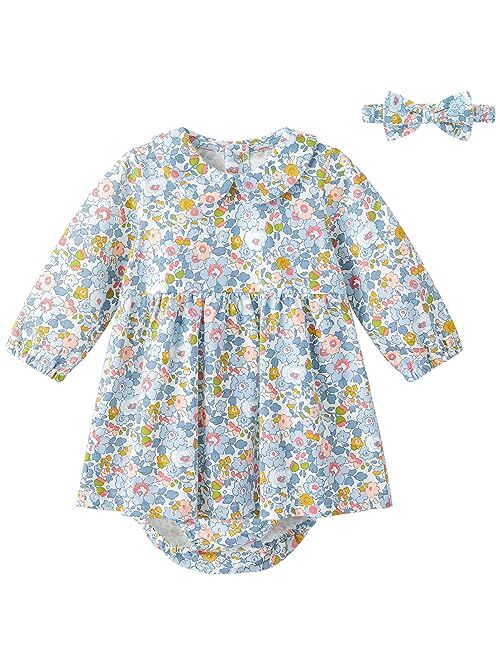 pureborn Baby Toddler Girl Dress with Bloomer Short and Long Sleeve Playwear Dress with Diaper Cover