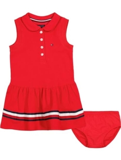 Baby Girls' Short Sleeve Polo Dress with Matching Bloomers