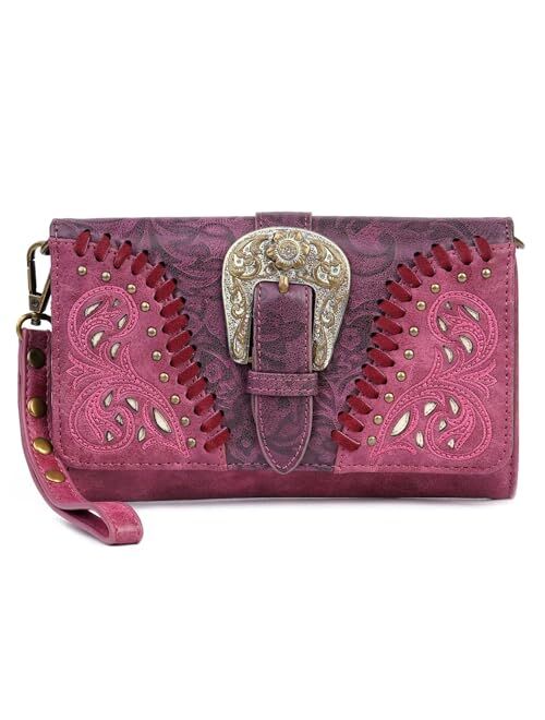 Montana West Womens Leather Wallet Clutch Western Bling Embroidery Embossed Tooled