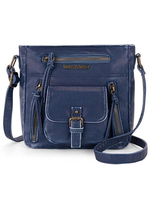 Montana West Crossbody Bag for Women Soft Washed Leather Multi Pocket Shoulder Purses Medium Size