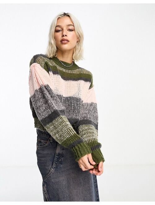 COLLUSION knitted crew neck sweater in multi stripe