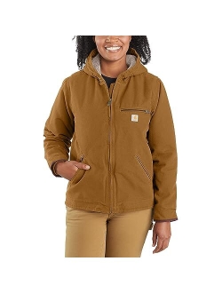 Women's Loose Fit Washed Duck Sherpa Lined Jacket