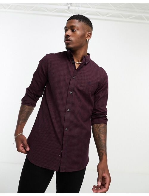 French Connection long sleeve gingham shirt in burgundy